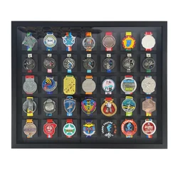 Solid Wood Marathon Medal  Frame Display, Shadow Storage Box , Wall decoration With Sport Runner Theme，Perfect Gift for Athletes