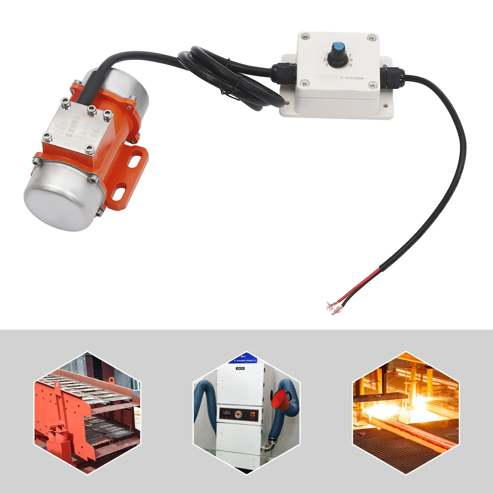 محرك اهتزاز كهربائي مع وحدة تحكم في السرعة 60 وات DC12V محرك عالي السرعة بدون فرشاة هزاز خرسانة صغير 4000 دورة في الدقيقة