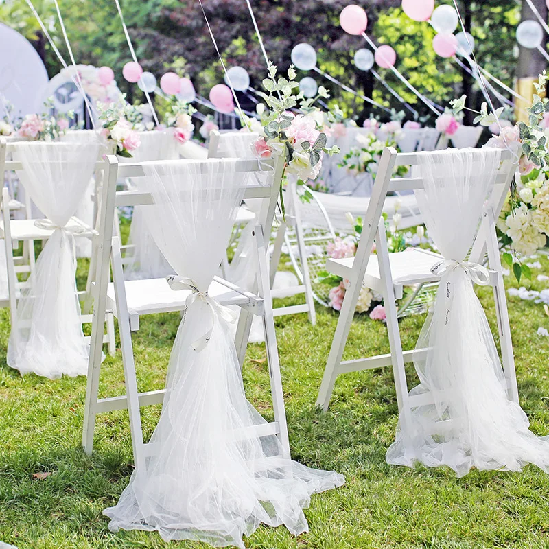 1PC 500cm*48cm gauze gauze wedding layout arch decoration garden party stairs chair back decoration organza