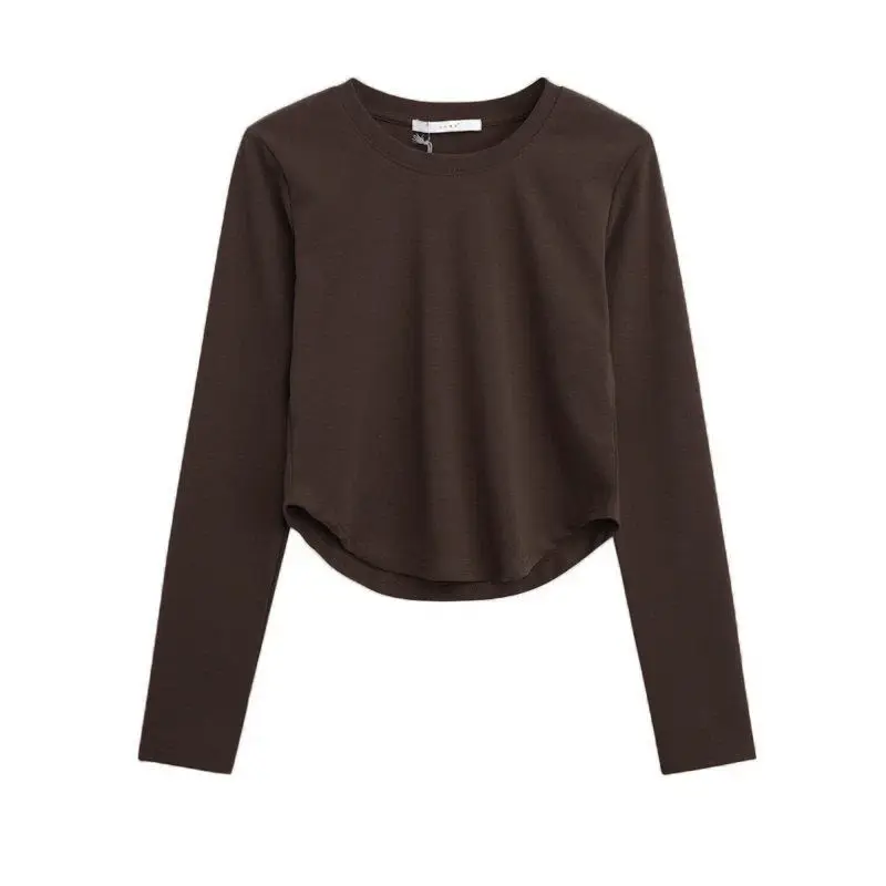 Ultra Soft Double-sided Velvet Arc Short Warm Base Shirt Autumn Winter Korean Style New Versatile Slimming Flocking Top