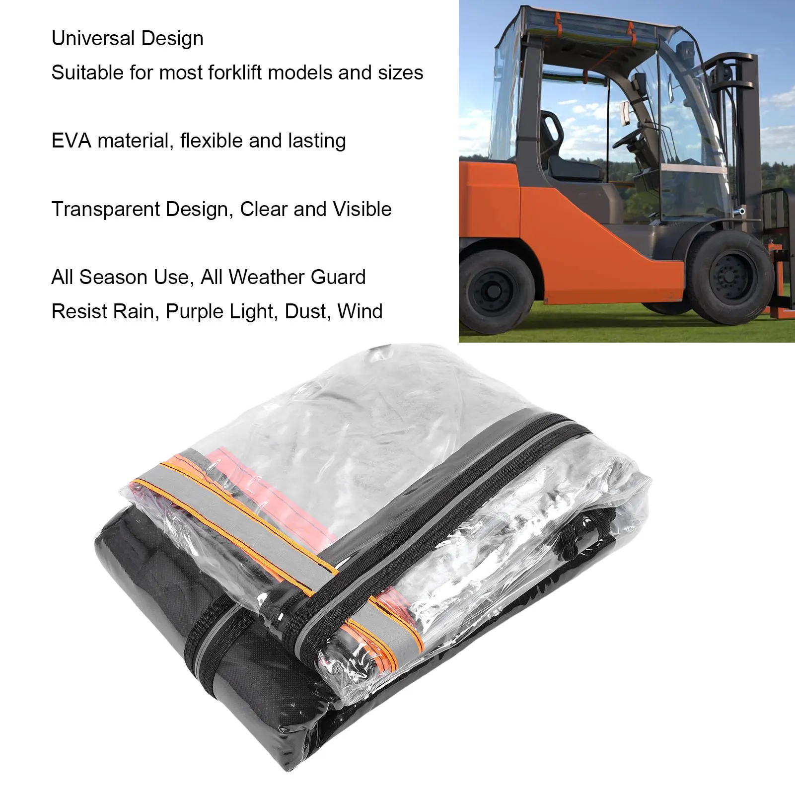 Forklift Cover Dust Rain Wind Proof Transparent EVA Protective Enclosure All Weather Forklift Sunshade Protective Cover