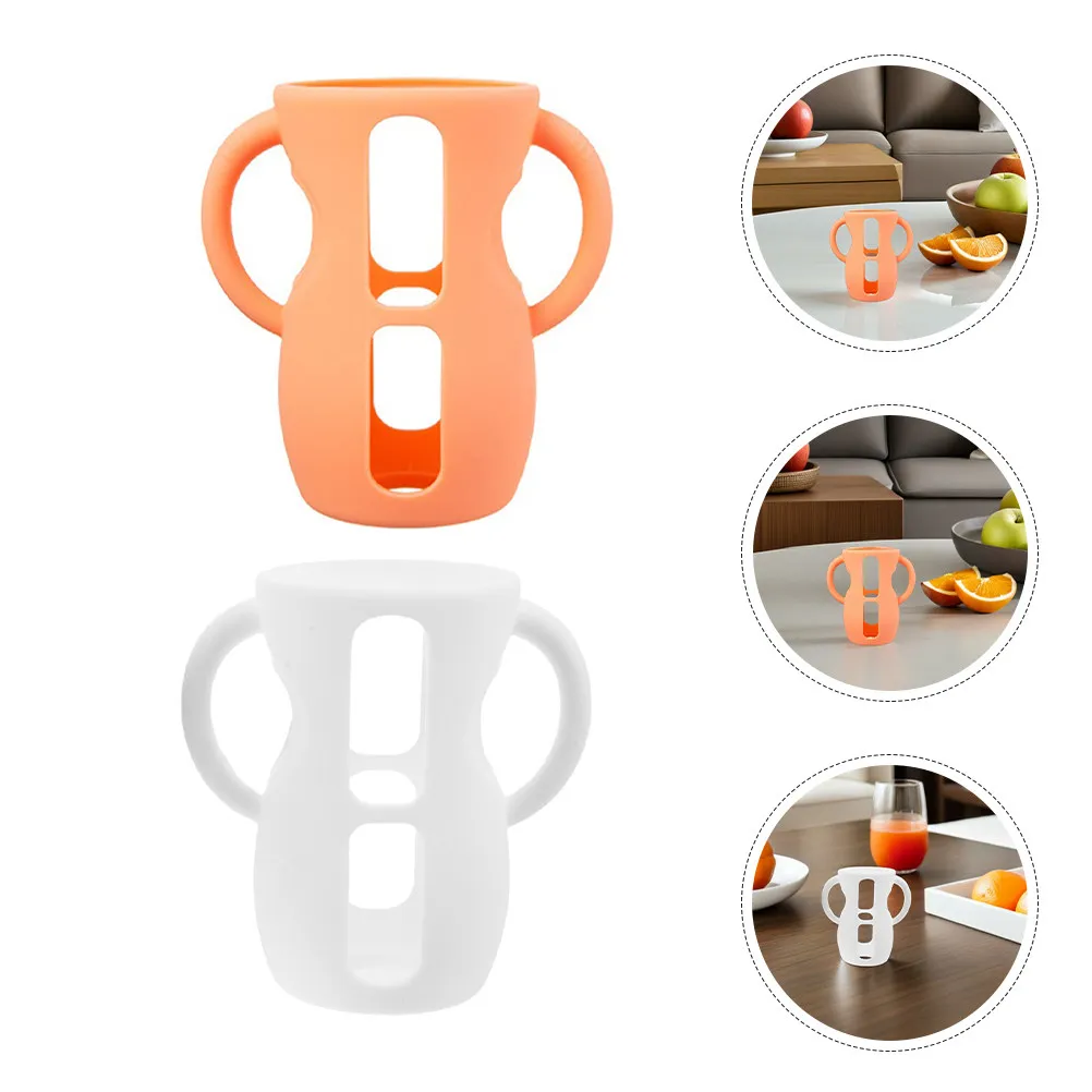 

2Pcs Silicone Baby Bottle Covers Soft Flexible Protection for Bottles Drop Resistant Easy Maintenance Nutrient