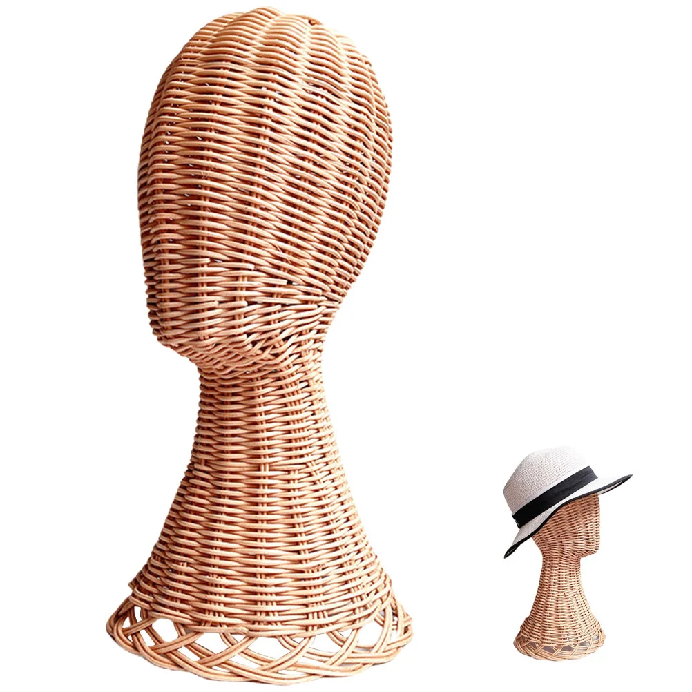 Title: Hat Display Stand Rattan Mannequin Head Stand Holder Hat Holder Storage Stand