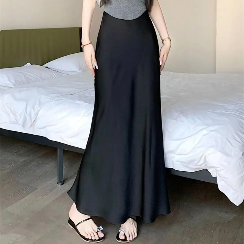 Юбка с эластичной резинкой на талии. Элегантная женская юбка «рыбий хвост» с высокой талией. Дизайн трапециевидной формы. Подтягивающий фигуру силуэт. Сплошной цвет на весь день.