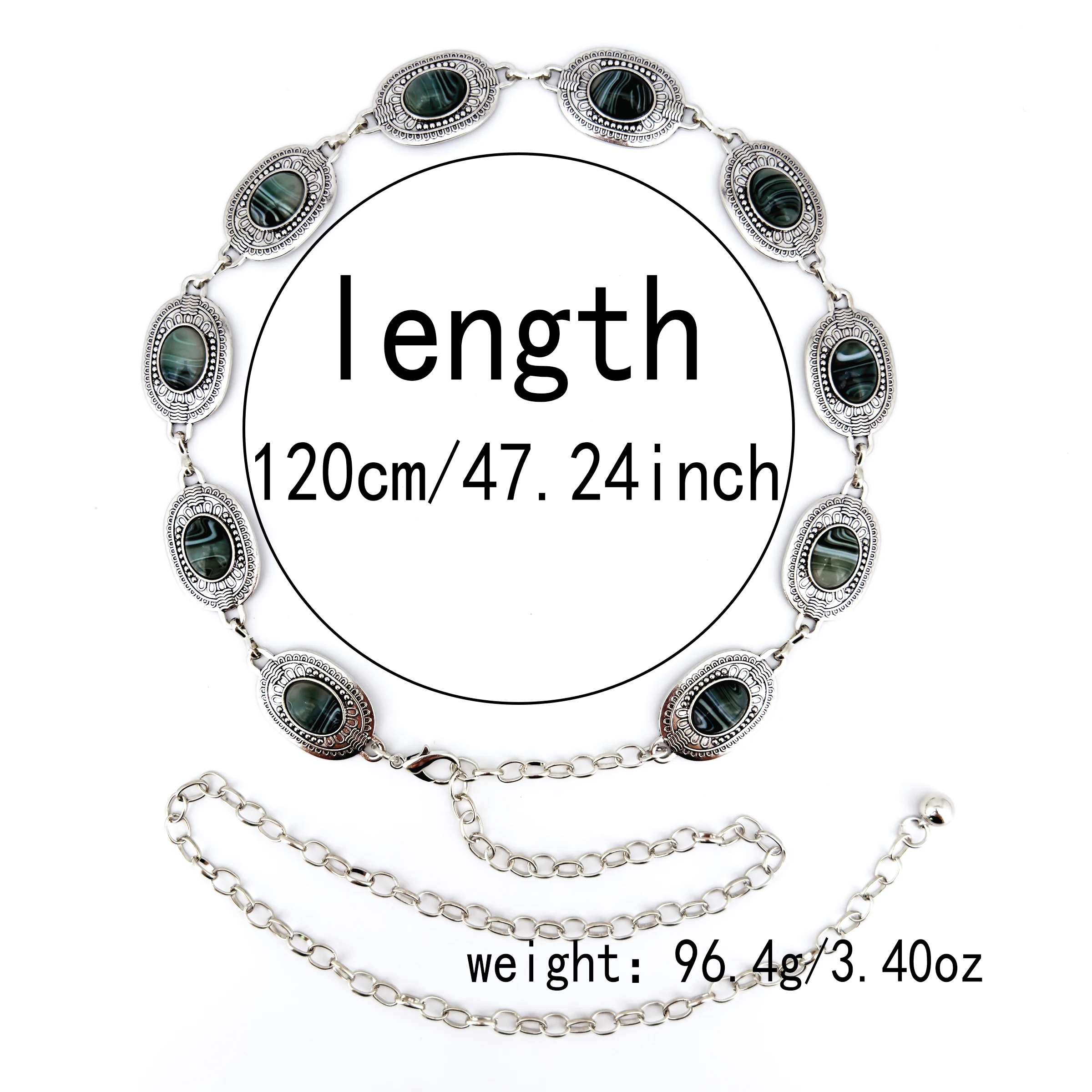 حزام نسائي بوهيمي عتيق على الطراز العرقي بيضاوي مرصع بحجر كهرماني كاجوال فاخر، مع فستان، ملابس متعددة الاستخدامات راقية