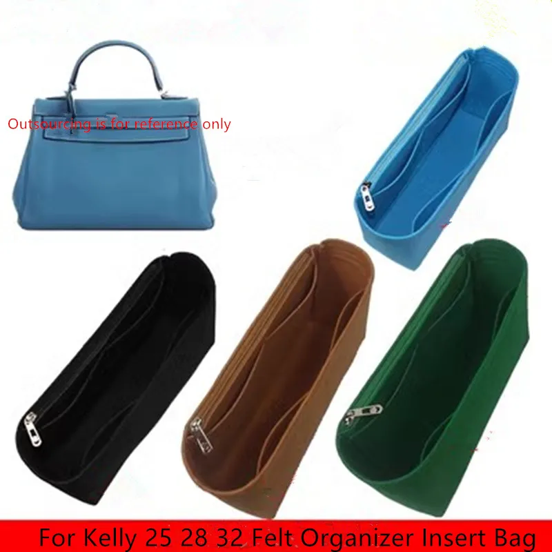 For Kelly 25/28/32 Handbag Makeup Bag Organizer Zipper Bag Insert Base Shaper Felt Toiletry Storage Travel Cosmetic Bags Girl