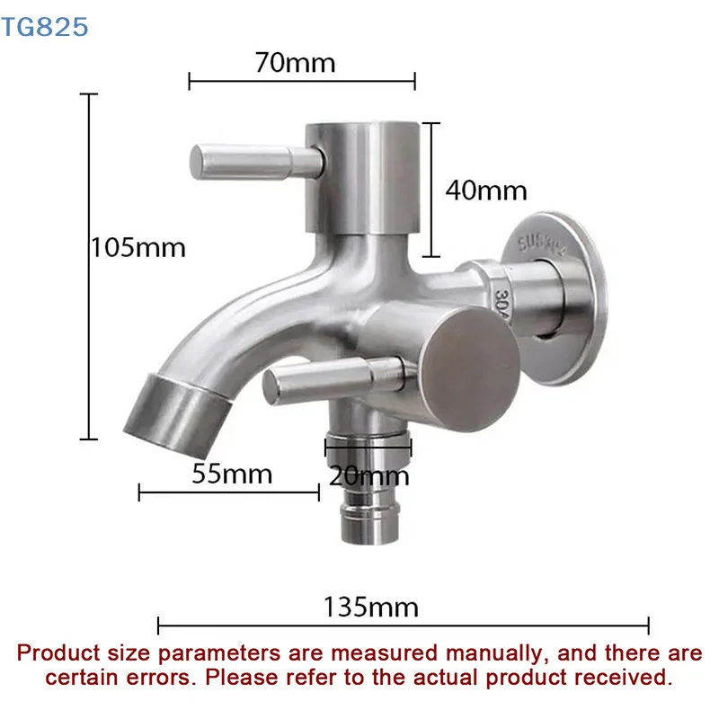 【AN】【AN】304 Stainless Steel Faucet One Into Two Out Multifunction Double-outlet Washing Machine Faucet Garden Sink Pool Faucet