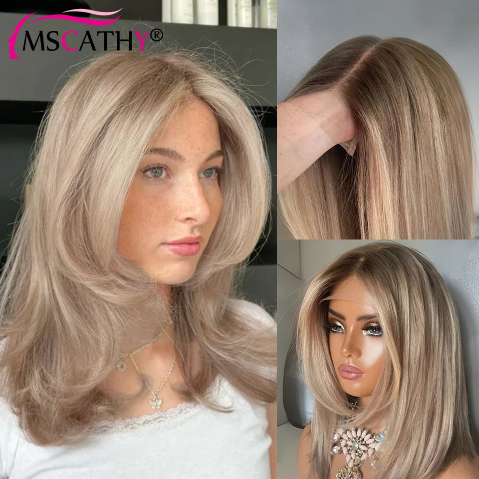 200% Ash Wram Blonde Colored Lace Front Bob Wigs 13x4 Glueless Short Bob Brazilian Remy Hair Wigs For Women UHD Transparent Lace