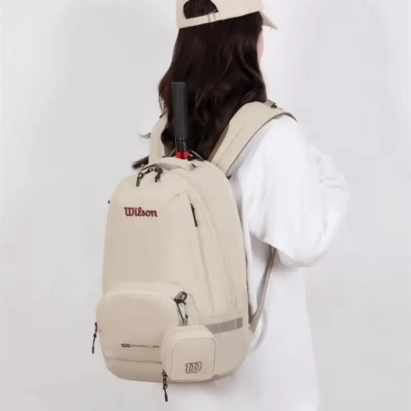 Wilson-Bolsa para raqueta de tenis, mochilas de Padel portátiles de gran capacidad, bolsa deportiva de viaje de moda coreana con bolsa para zapatos independiente