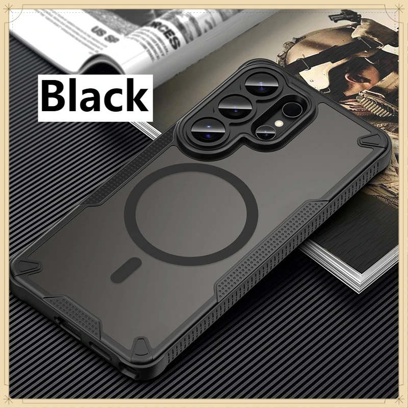 Case For Samsung Galaxy S26 S25 S24 S23 Ultra S26 S25 Plus Magnetic ELVEV Non-slip Armor TPU + PC Translucent Matte Cover
