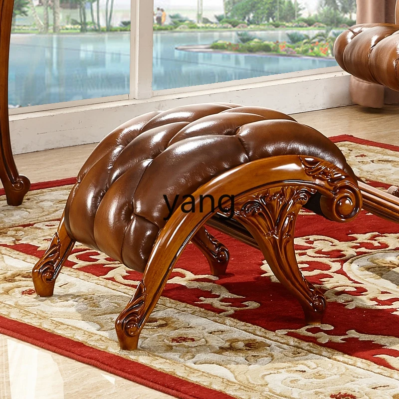 LTT Bedroom Balcony Leisure Lunch Break Chair Full Solid Wood Leather First Layer Cowhide Lounge Chair