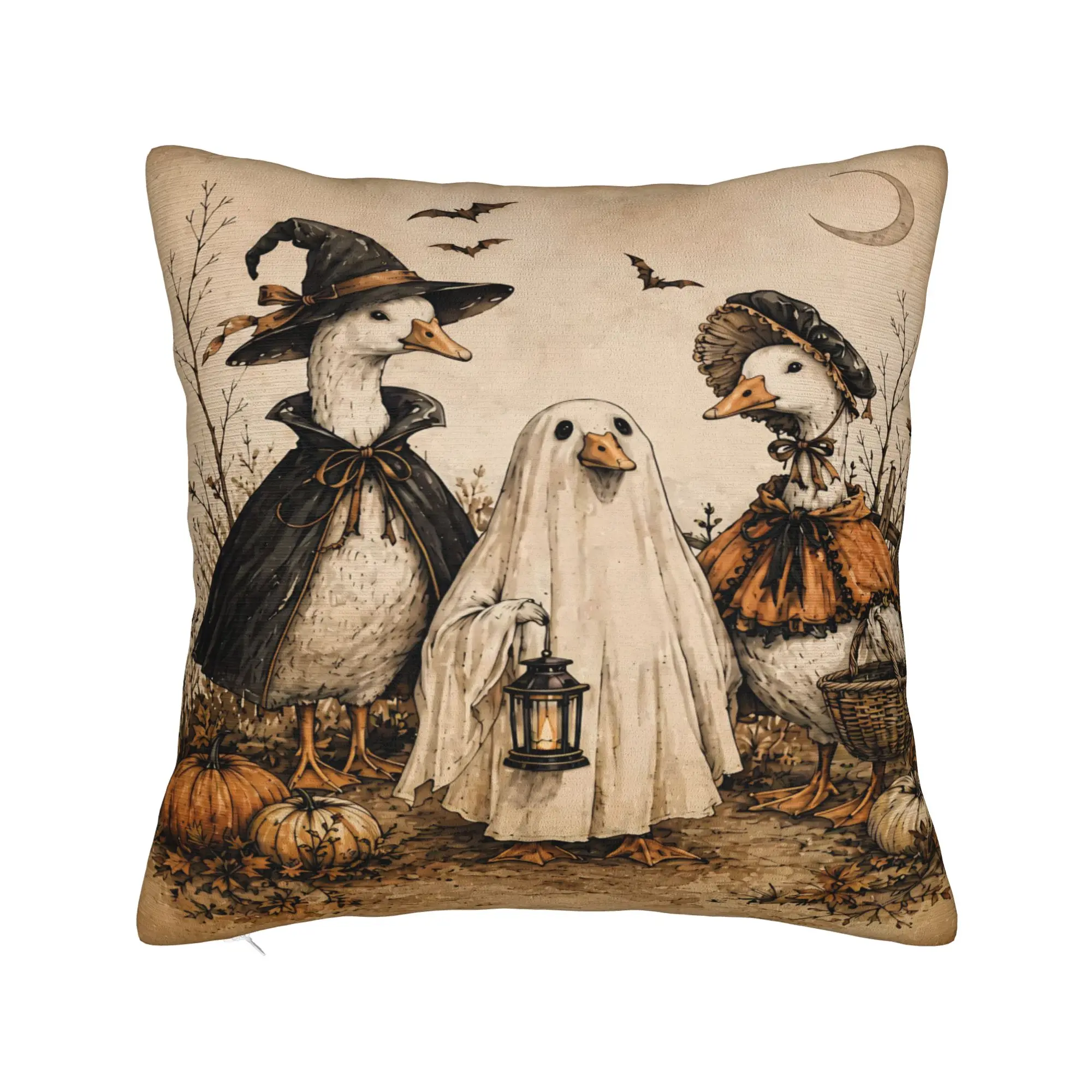 Spooky Goose Halloween Square Pillowcases Polyester Sofa Vampire Bats Cushion Cover Cool Home Decoration Pillowcase 40*40