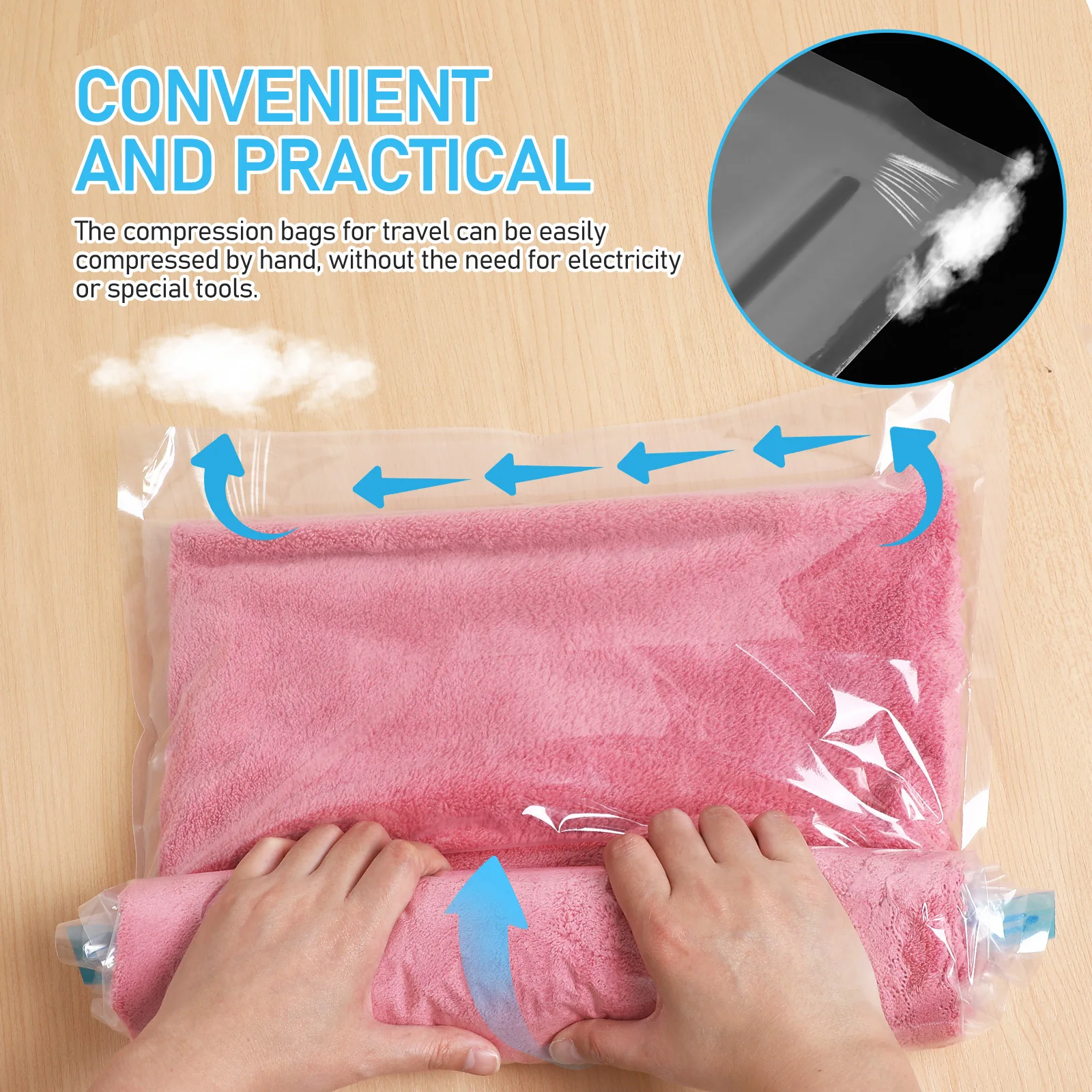 

12 Pcs Compression Storage Bag Bags Sealed Vacuum Suitcase Roll-up for Travel Space Saver Foldable