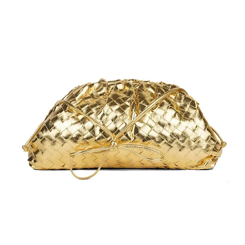 Pure Color New Clouds Woven Bag Large Explosive Fashion High Quality Large Capacity Clip Bag Clutch Dumpling Bag