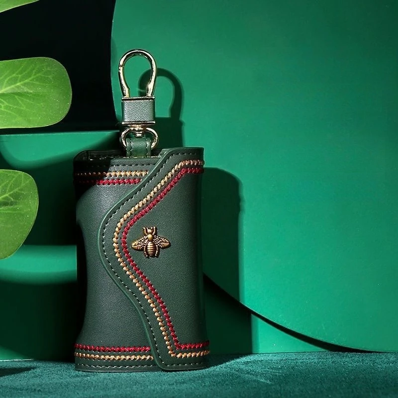 

Mini PU Leather Key Organizer, High-end Foldable Portable Key Pouch with Hook for Men Women Travel Car Keys Cash Card EDC Case