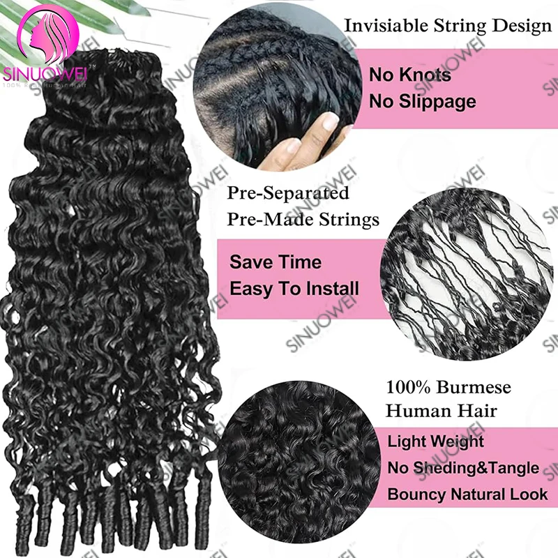 Cabello Rizado Crochet Birmano de 15A, Negro Natural, Paquetes de Cabello Rizado Suave como Pluma, Hecho a Máquina, Extensión 6