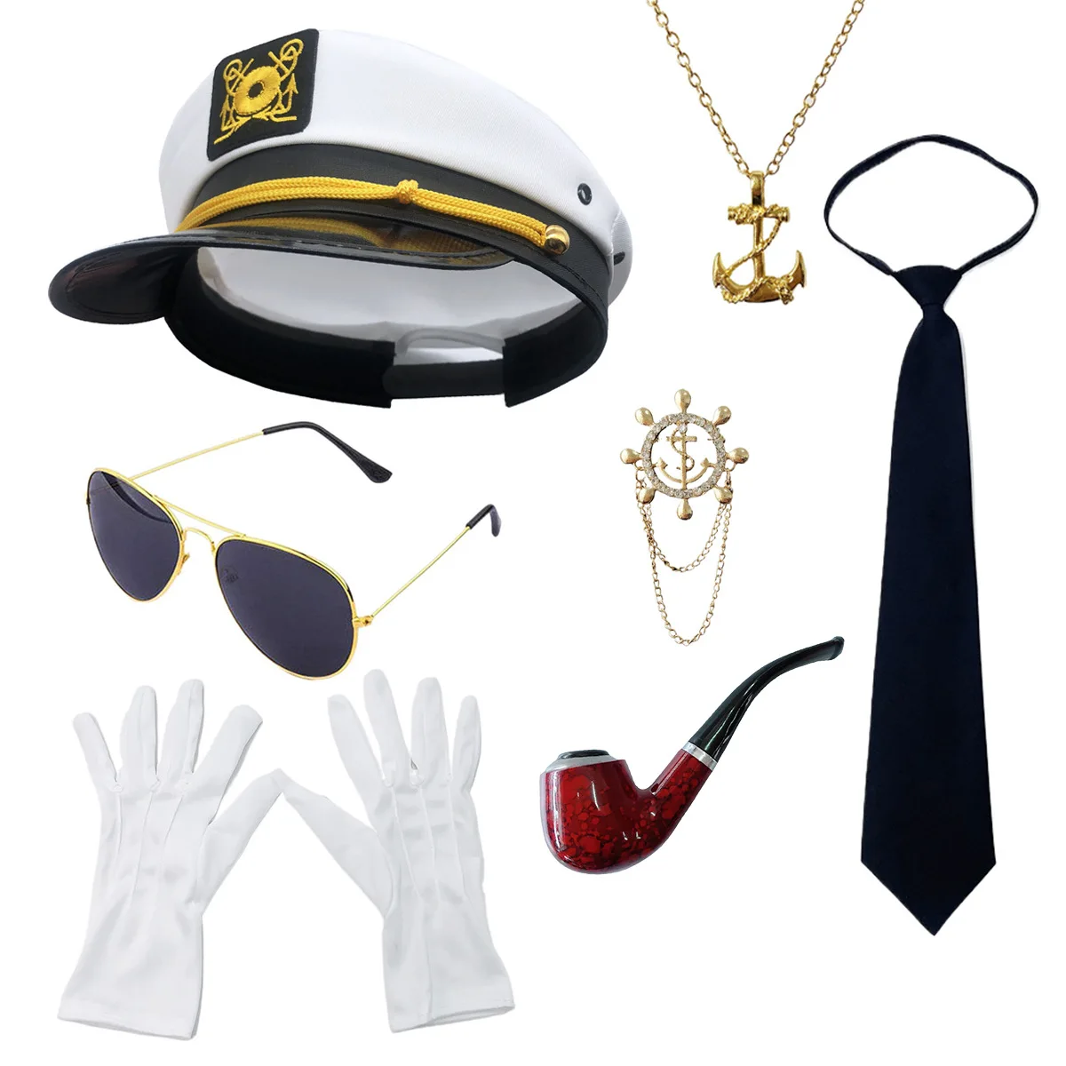 Festival Party Cosplay Marine-Kapitän Verkleidungs-Kostüm Zubehör Matrosen-Rollenspiel Hut-Set – Detail 3