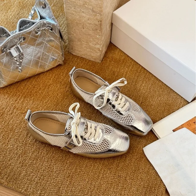 

New Retro Women's Shoes Exquisite Air Mesh Casual Shoes for Woman Fashion Square Head Sneakers Designer Shoes Zapatos De Mujer