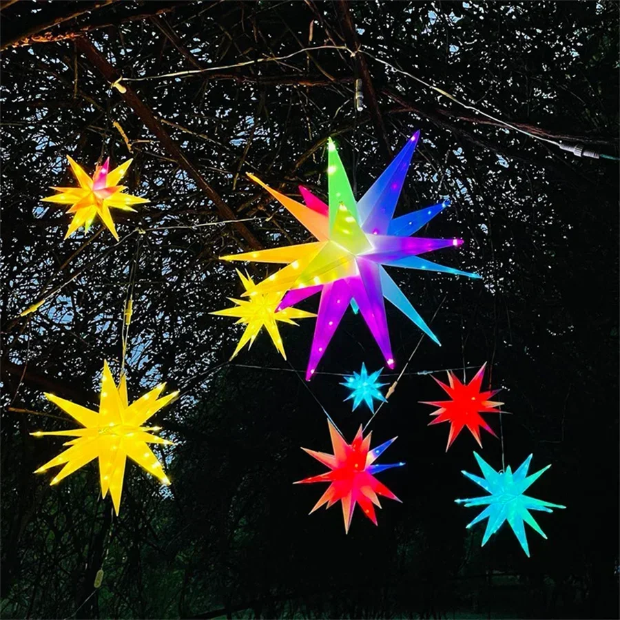 Dia40/50/60CM Smart Christmas Star Tree Topper Moravian Star Light LED Bluetooth App & RGBIC Remote Firework Starburst Light