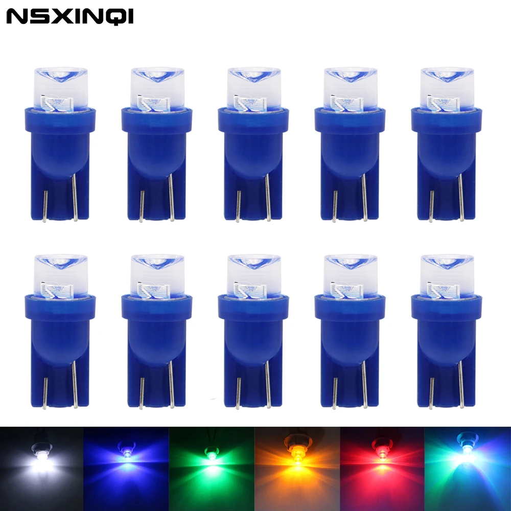 

NSXINQI 10pcs T10 1SMD LED Car Bulb DC 12V W5W 194 168 Wedge Concave Light Door Instrument Lamp Side Marker Lights