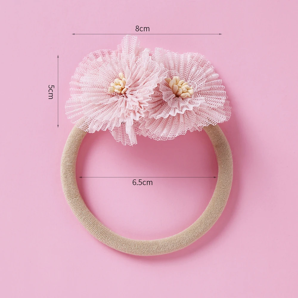 3Pcs/Set Gauze Flower Headband For Kids Girls Soft Nylon Elastic Hair Band Baby Girls Headwear Chlidren Hair Accessories