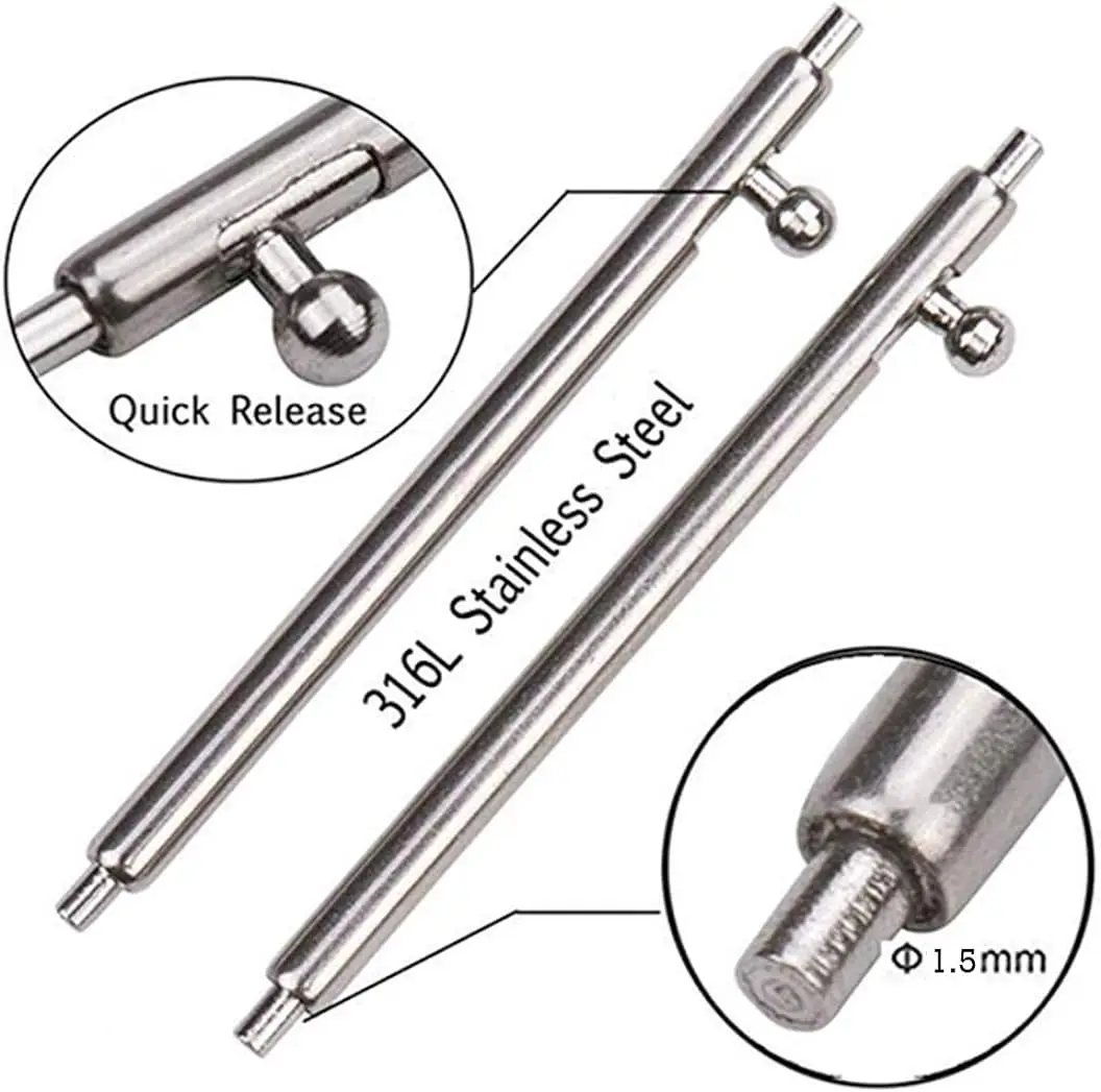 22MM 20MM 10 szt. Szpilki do zegarka o średnicy 1.8mm narzędzia i zestawy do zegarka szybkie zwalnianie pasek sprężyny 18MM 23MM 16MM 19MM 24mm