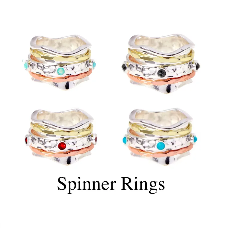 

Fashion Basic Rotating Spinner Rings amazonite,hematite,turquoise spinner rings