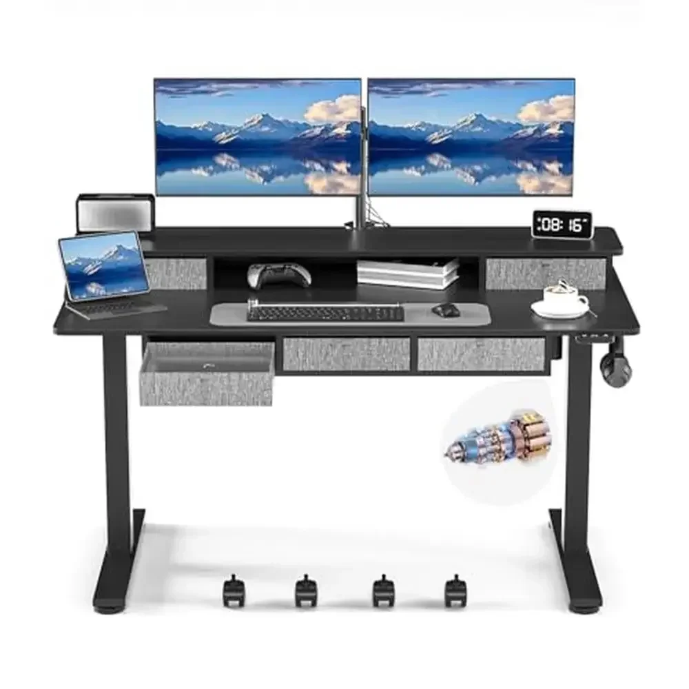 

Height Adjustable Standing Desk with 5 Drawers Electric Motorized Ergonomic Workstation 63 x 30 Inches