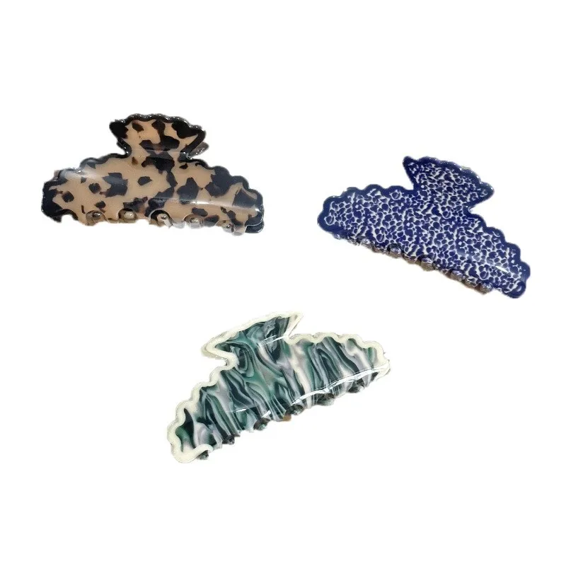 NEW Blue and White Porcelain Colour Hair Claw Wave Edge Classic Style Acrylic Hair Claw Clips Hair Accessories for Women Girls - view 5