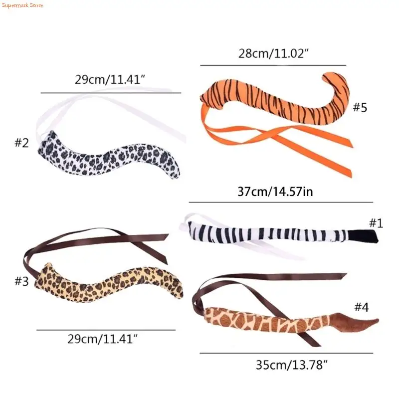 

Q5WE Leopard Giraffe Ears Headband Tail Set Handmade Animal Costume Set Cartoon Costume Halloween Cosplay Accessories