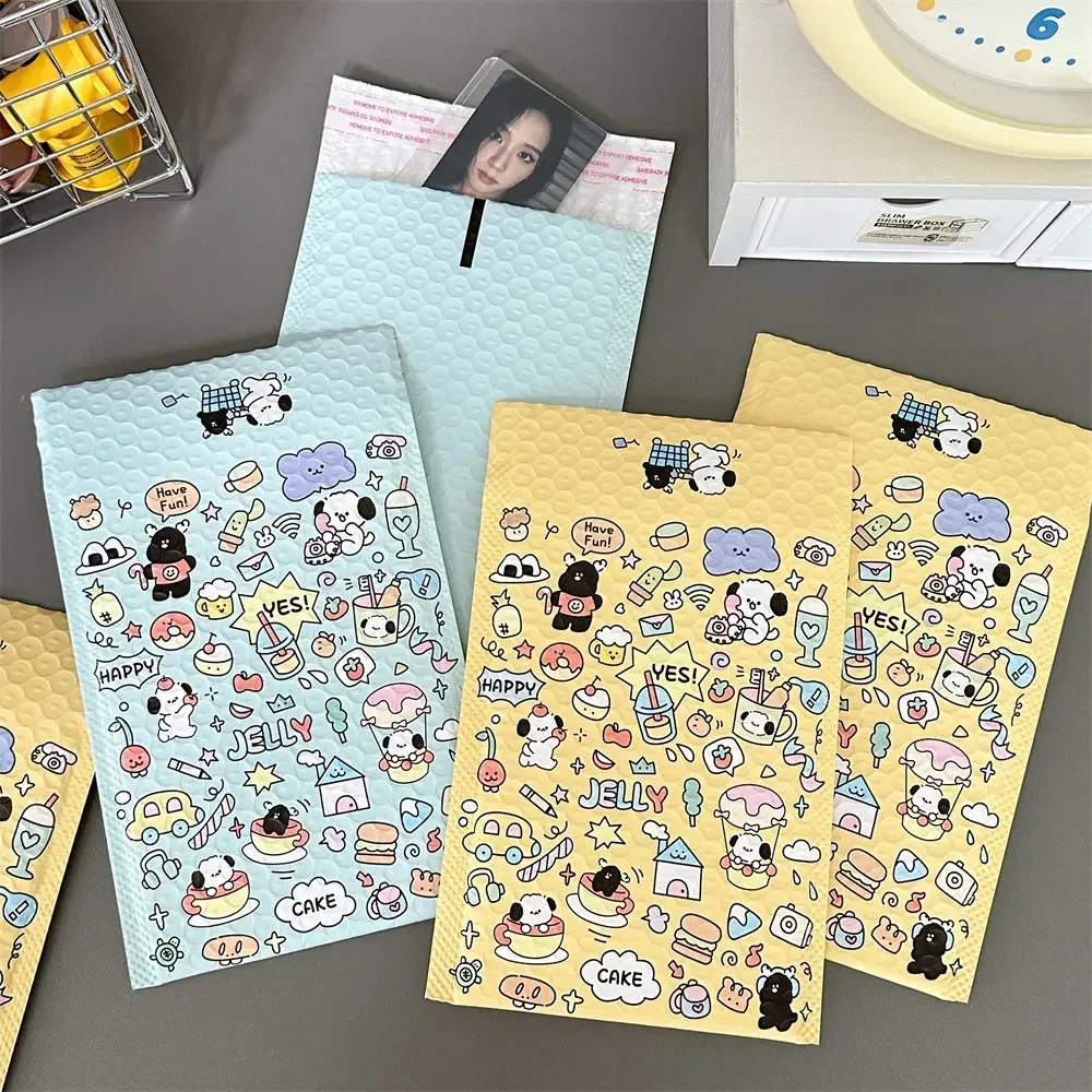 10Pcs Korean INS Cute Happy Puppy Bubble Mailer Lovely Girls Kpop Photo Card Packing Bag Waterproof Shipping Bubble Envelope