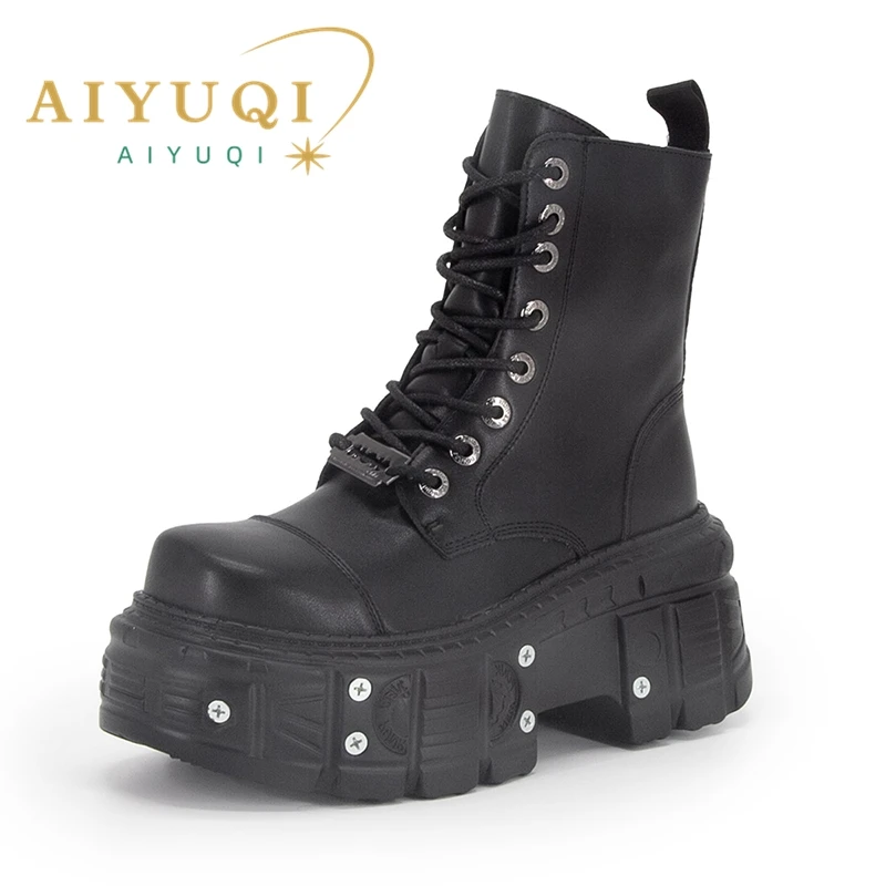 

Женские полусапожки AIYUQI, на платформе и высоком каблуке, большие размеры, зима 2024