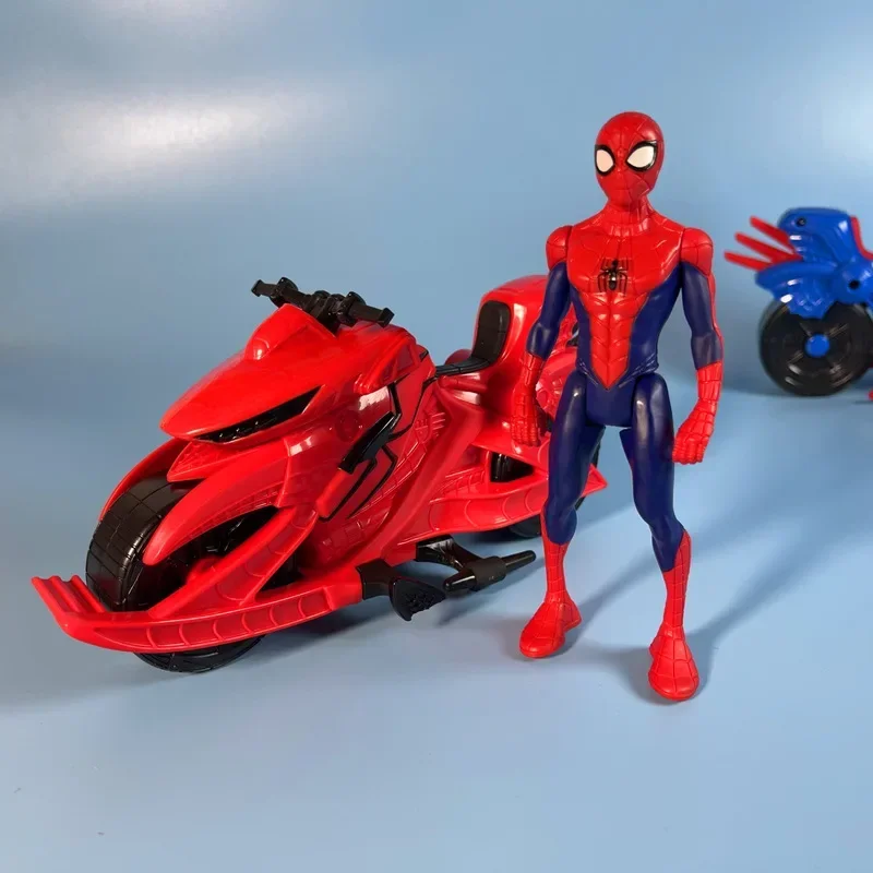 Miniso Marvel Spiderman Anime Perifere Cartoon Figuren Motorfiets Model Ornamenten Creatief Kinderspeelgoed Kerstcadeaus