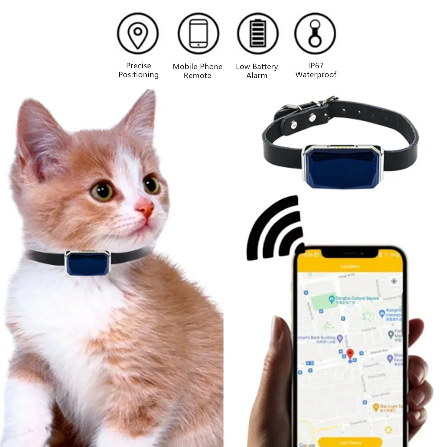 Collar para mascotas Mini rastreador GPS, GSM Wifi LBS rastreador antipérdida Collar de ubicación para mascotas IP67 impermeable para seguimiento de ovejas, perros y gatos