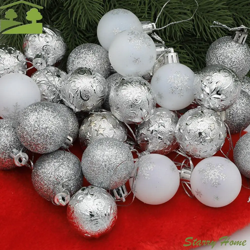 

30 шт., 4 см, набор рождественских шаров, небьющийся, нежный, украшение для рождественской елки, кулон, водонепроницаемый, креативный, подвесной орнамент для комнаты