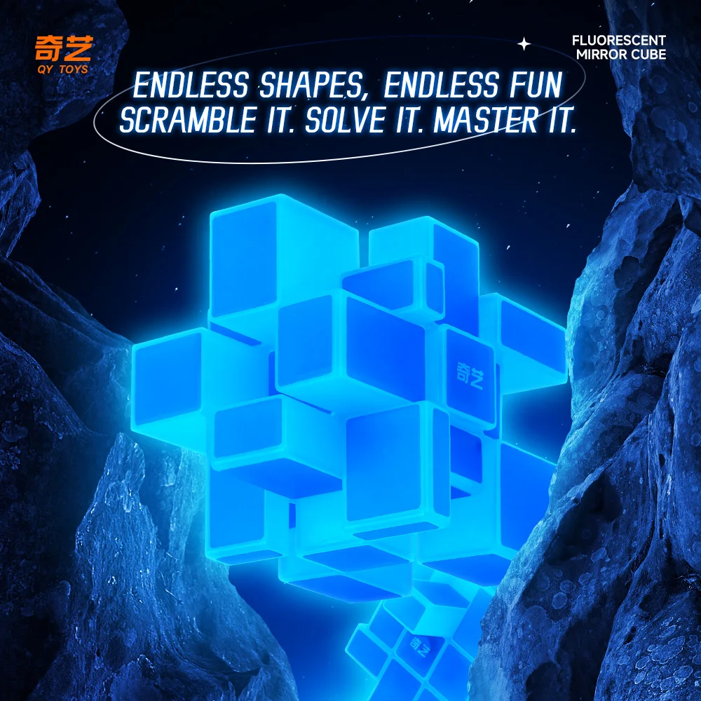 QiYi Fluorescencyjna kostka lustrzana Magiczna kostka prędkości Profesjonalne puzzle Cubo Magico Fidget Toys Prezenty dla dzieci큐브