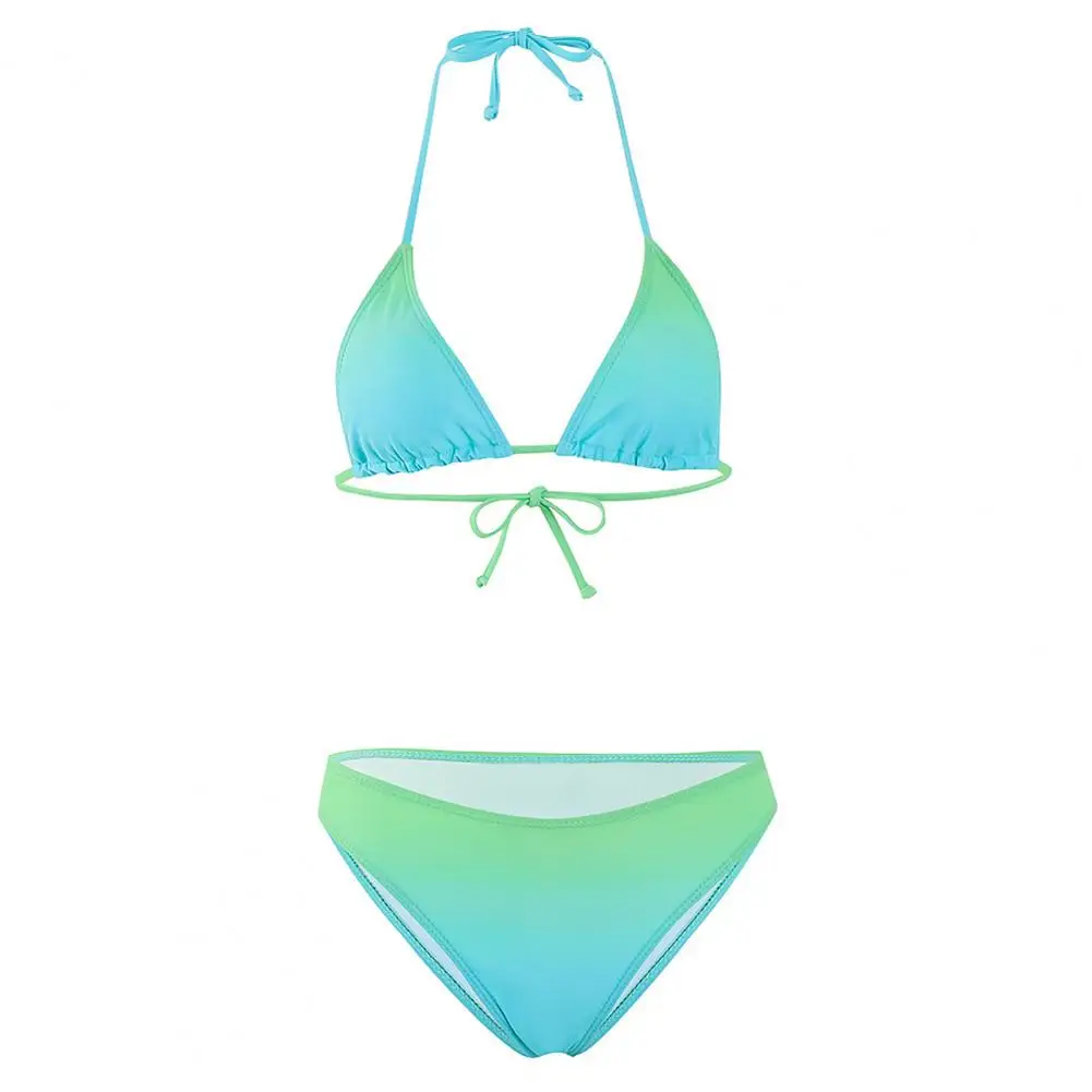 

Beachwear Stylish Gradient Color Bikini Set with Halter Top High Waist for Women 2 Piece Swimwear Set for Beach or Pool Parties