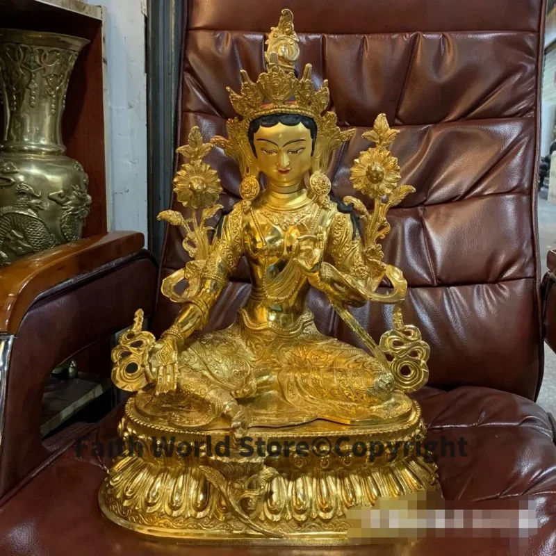 HOME family effective protection 46CM large bless family safety health good luck gilding Green Tara Godness Guan yin Buddha