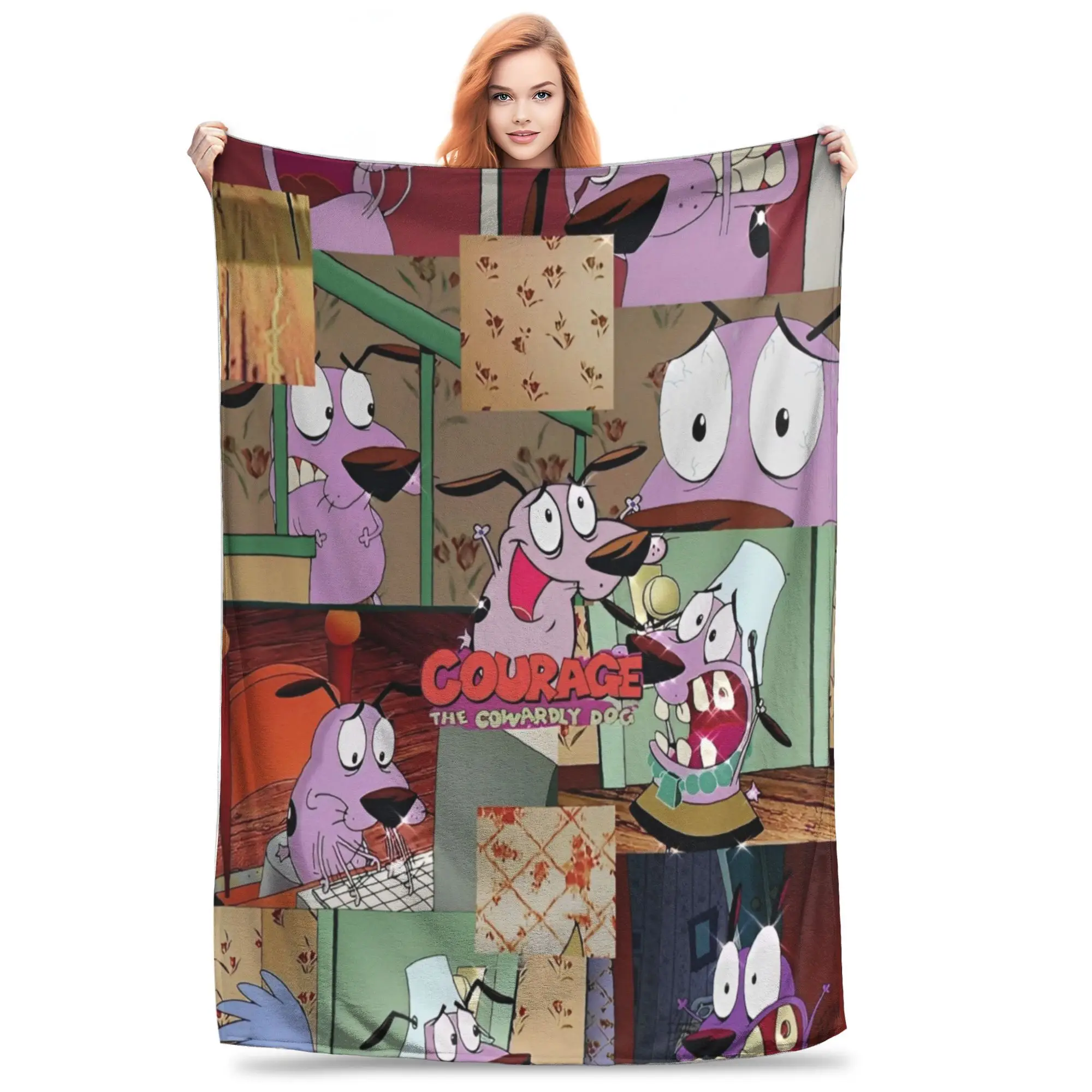 

Super Soft Courageed the Cowardlys Dog Throw Blanket Flannel Fleece Lightweight Bed Blanket Super Cozy Bedspread All Season Use