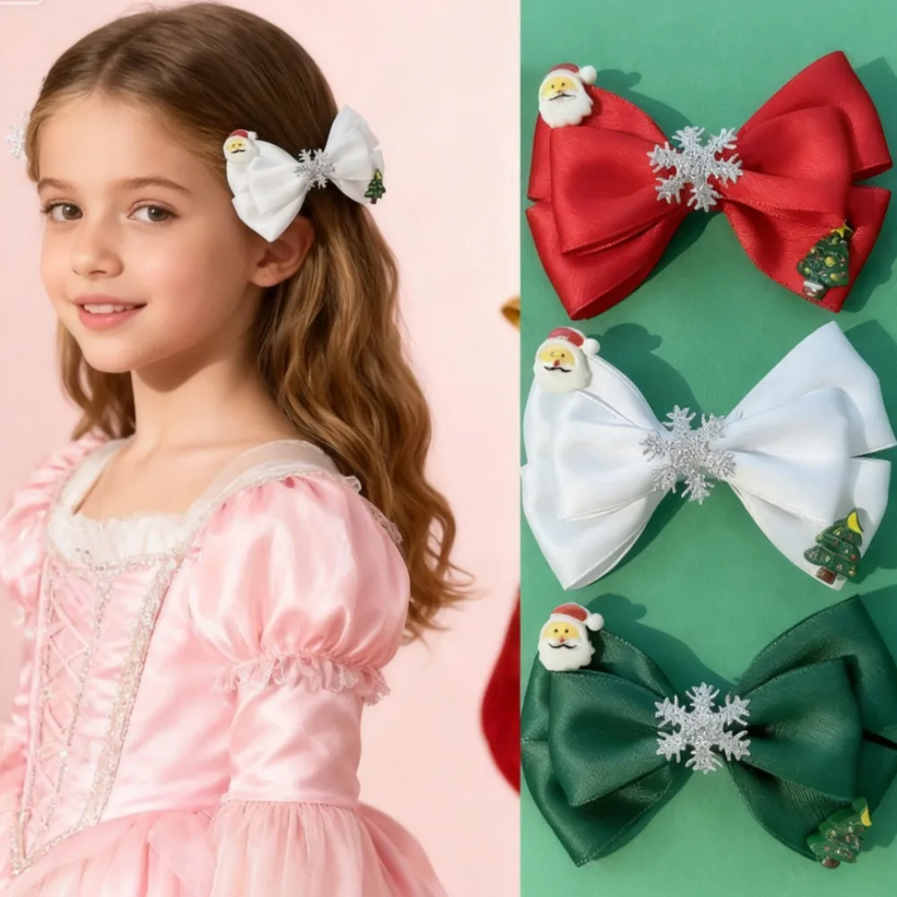 

​​Christmas Bow Hair Clips - Red White Green Santa Snowflake Tree Barrettes for Women Girls Holiday Party Hair Accessories Gift​