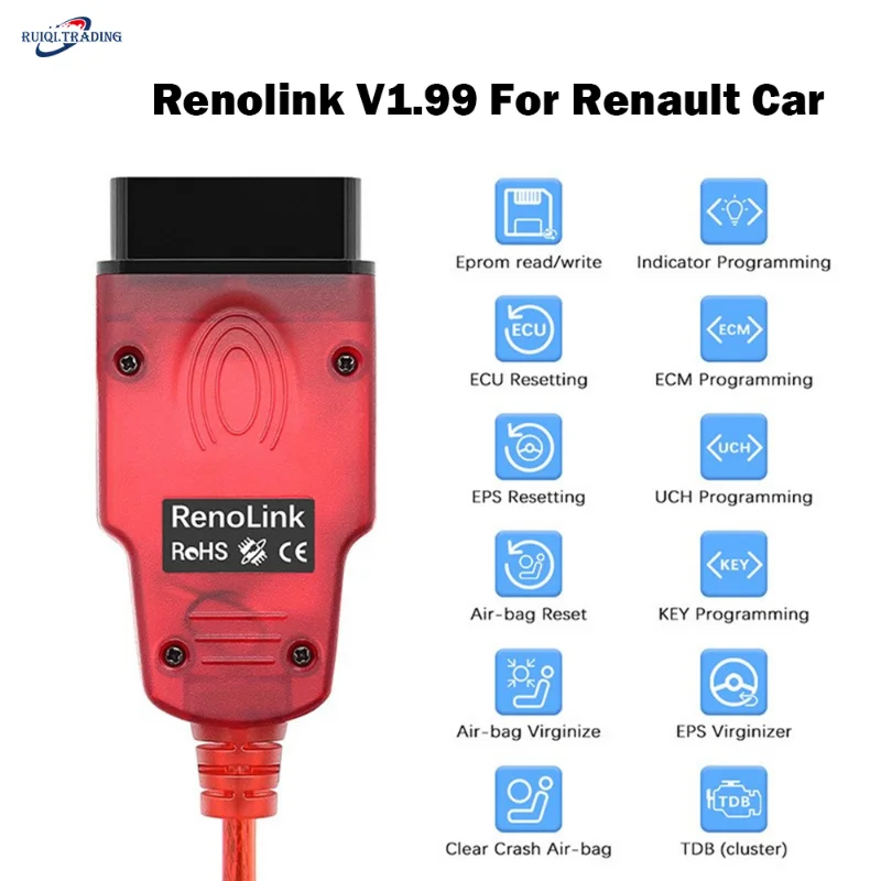 Renolink V1.99  for Renault Car OBD2 Air Bag Reset OBD 2 OBD2 Car Diagnostic Auto Tool ECU Resetting ECM UCH Programming