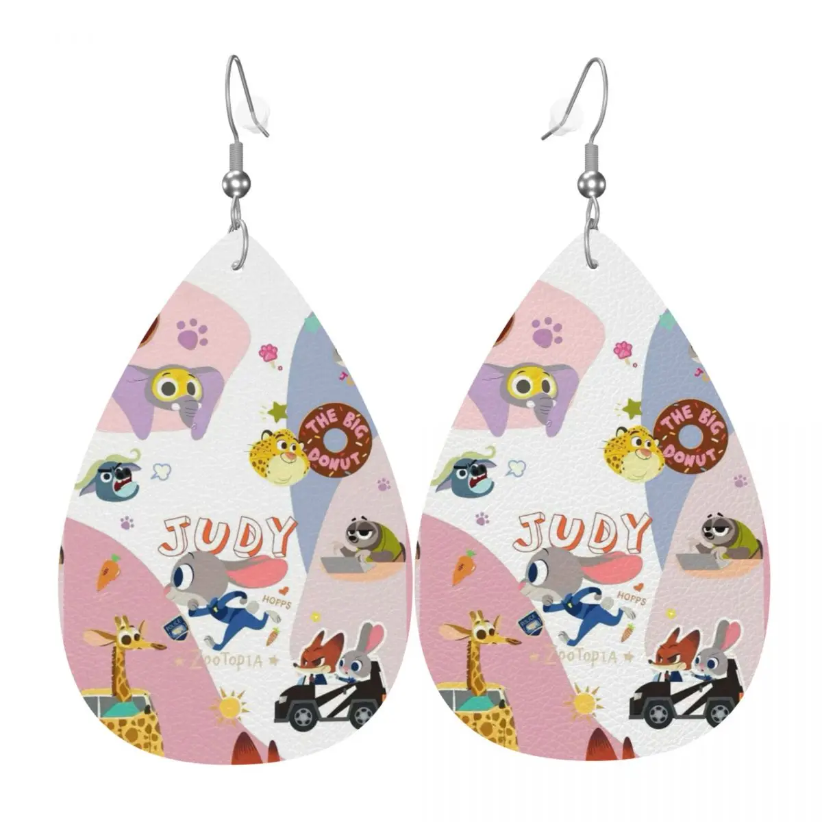 

Custom Zootopia Wallpaper Leather Teardrop Earrings Fashion For Women Cute Cartoon Jewelry Accessories For Valentine's Day