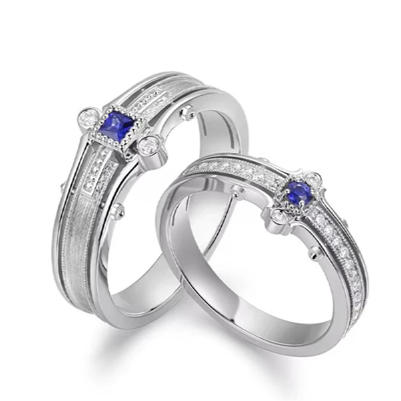 Sapphire Series Design 18K/14K/10K Gold & PT950 Platinum Natural Sapphire Couple Rings, Exquisite Wedding/Engagement Gift