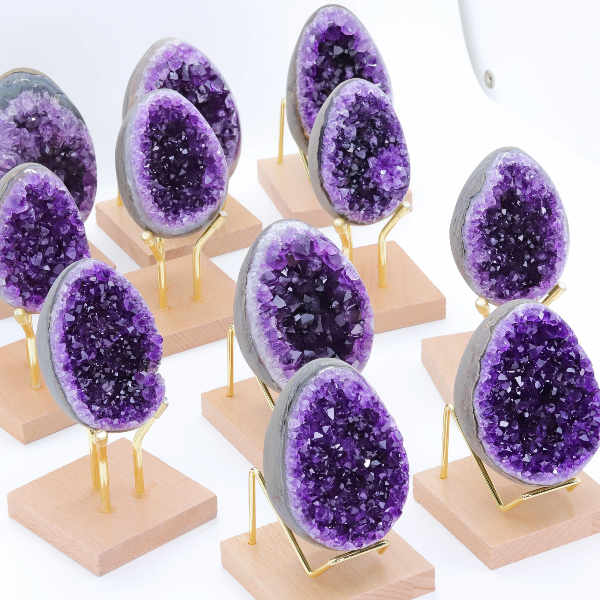 Natural Amethyst Mini Eggs Geode Quartz Cluster Crystal Easter Specimen Energy Healing Mineral Gift Home Decoration Wholesale