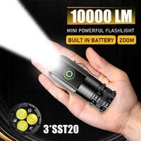 3 LED SST20 Mini LED Flashlight TYPE-C Rechargeable Portable EDC Torch Emergency Camping Lantern with Magnet Use 18350 Battery