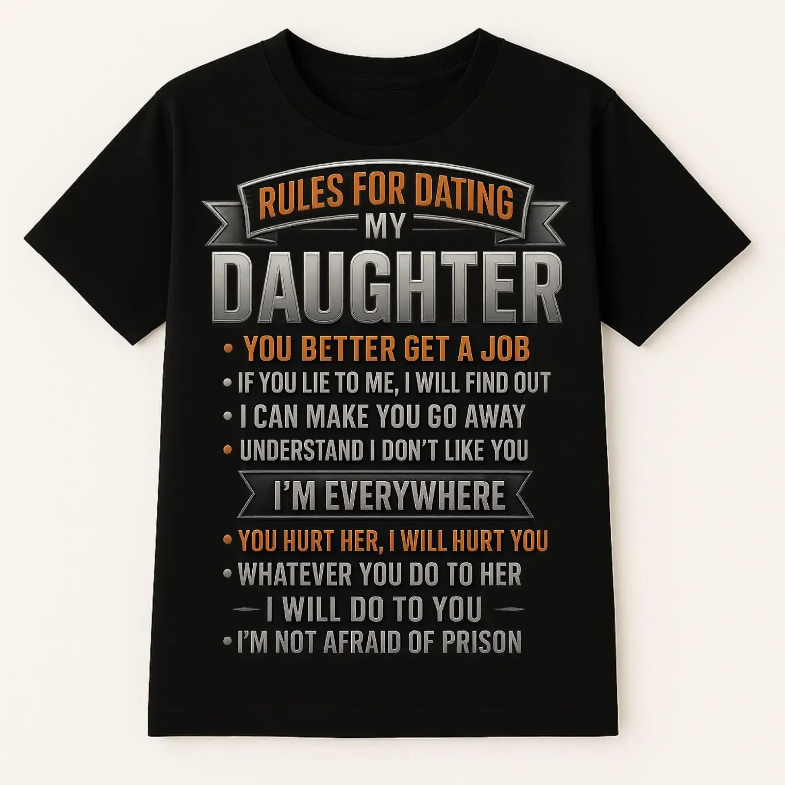 Protective Dad T Shirt Rules for Dating My Daughter Funny from Father s Day vintage Washed fashion homme Stylish