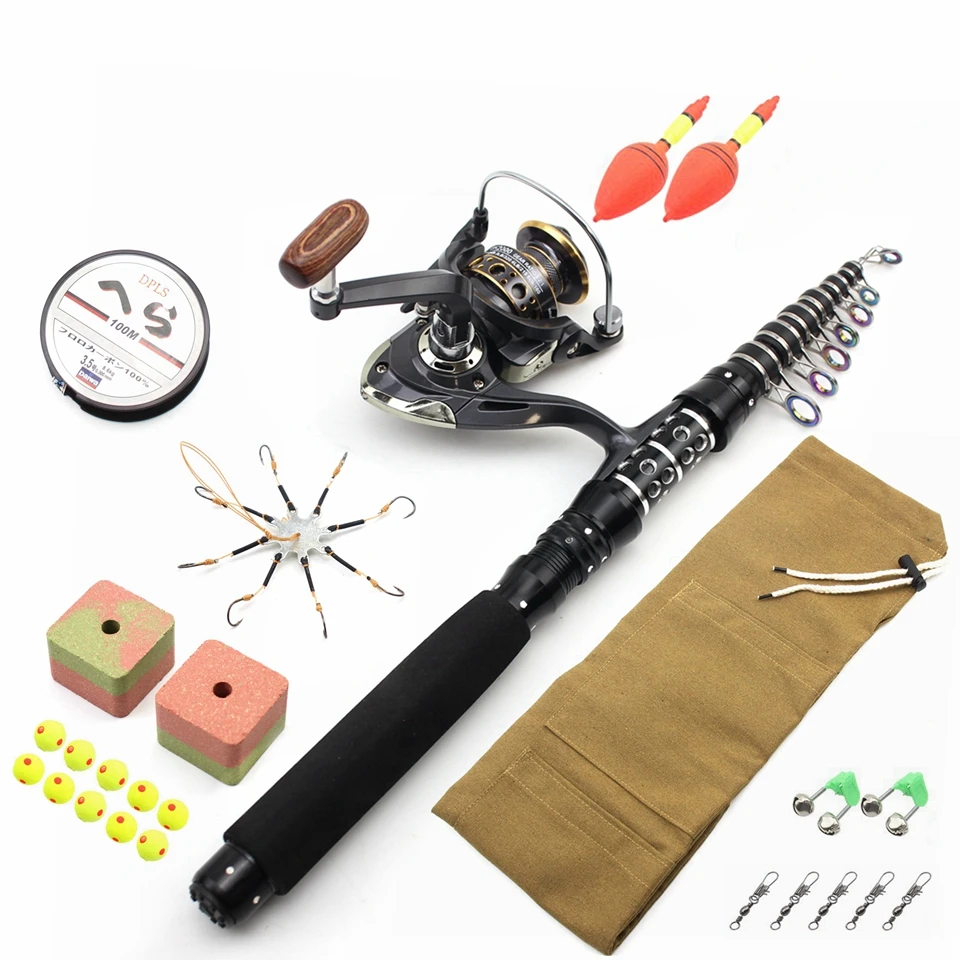 

1.8M 2.1M Carbon Portable Rod Reel Combos Fishing Carp Fishing Tackle Telescopic Carp Fishing Rod Fishing Accessories Set