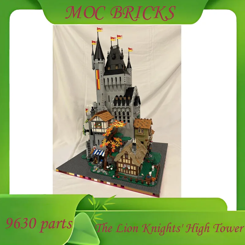

Пользовательские 9630 шт., высокая башня рыцарей льва, MOC, модульная модель с видом на улицу, технология сборки, игрушки, подарки на день рождения, Рождество