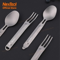 NexTool 2-in-1 Fork Spoon Set Pure Titanium Tableware Set Outdoor Household Frosted Knife Travel Camping Portable Knife Fork Set