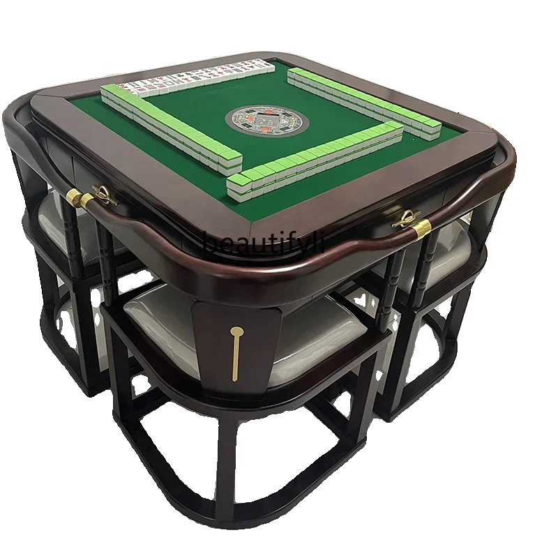 

LXМашина для маджонга из цельного дерева, обеденный стол, автоматическая многофункциональная машина двойного назначения, бесшумная, четырехпортовая машина для маджонгаSSS